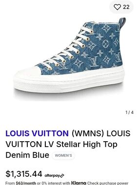 Louis Vuitton Denim Monogram High-Top Sneaker in Blue and White